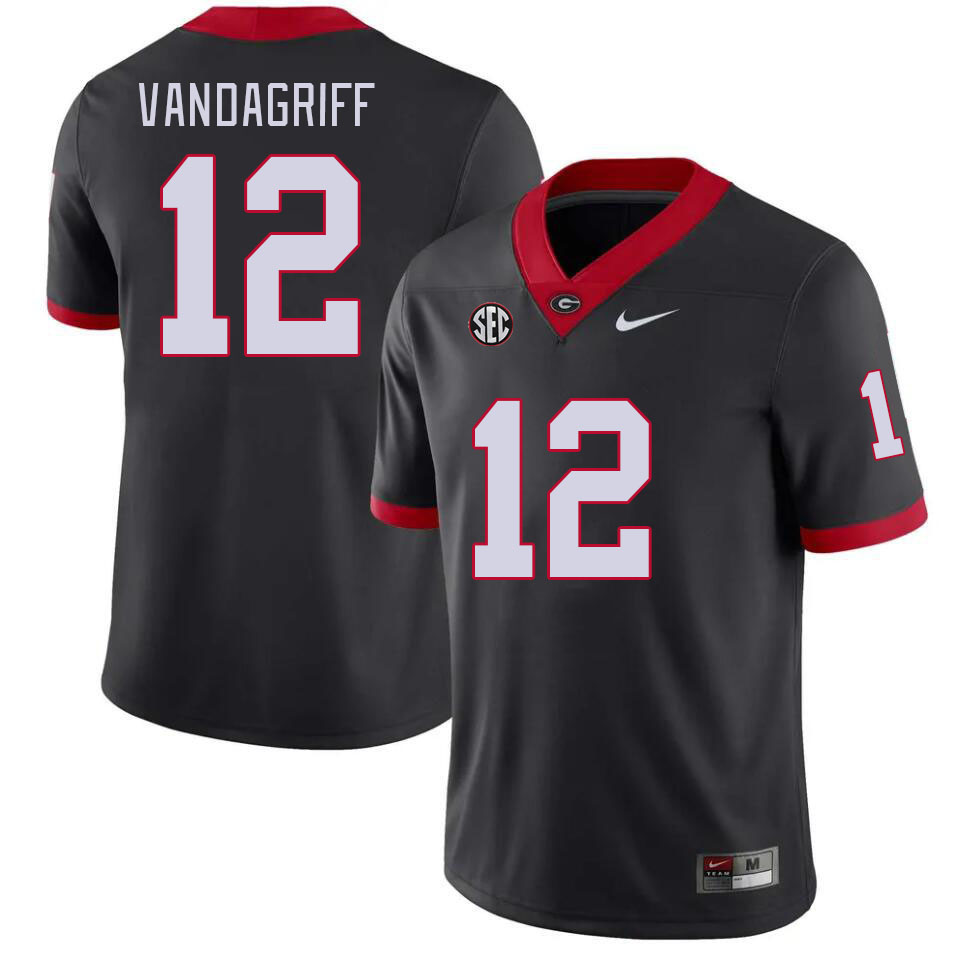 Men #12 Brock Vandagriff Georgia Bulldogs College Football Jerseys Stitched-Black - Click Image to Close